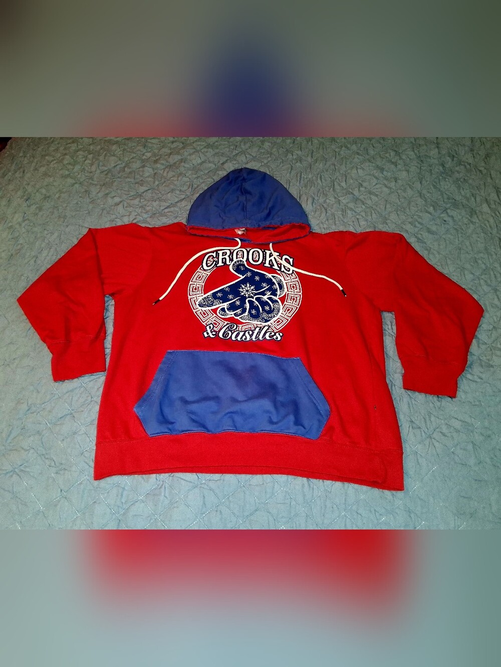 Crooks & Castles Red/Blue Bandana Hoodie Size XL Hypebeast